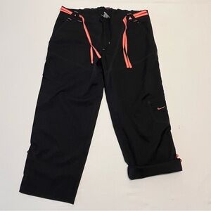 Nike Woman’s Capri Athletic Pants Straight Leg Roll-Up Embroidered Swoosh Logo
